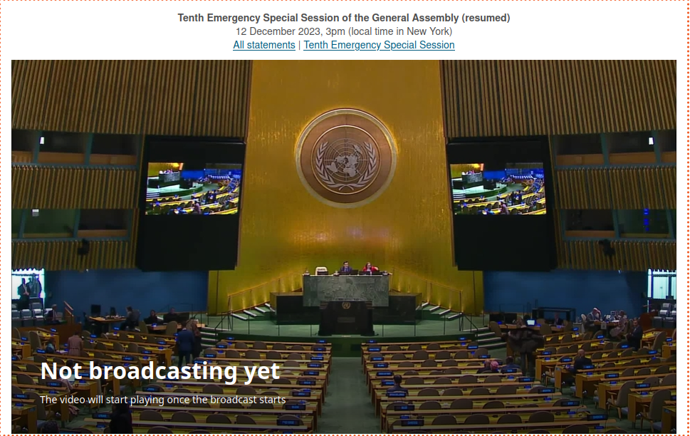 United Nations General Assembly Meeting - 12 Dec 2023